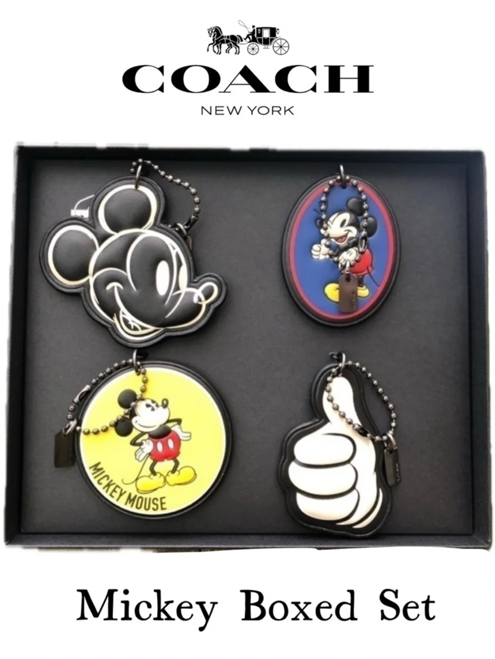 Coach Boxed Set Large Mickey Mouse Keychain Fob Set